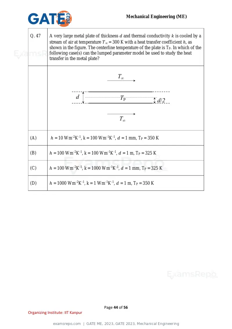 GATE ME 2023 question paper, GATE 2023, Mechanical Engineering, page 44 of 56