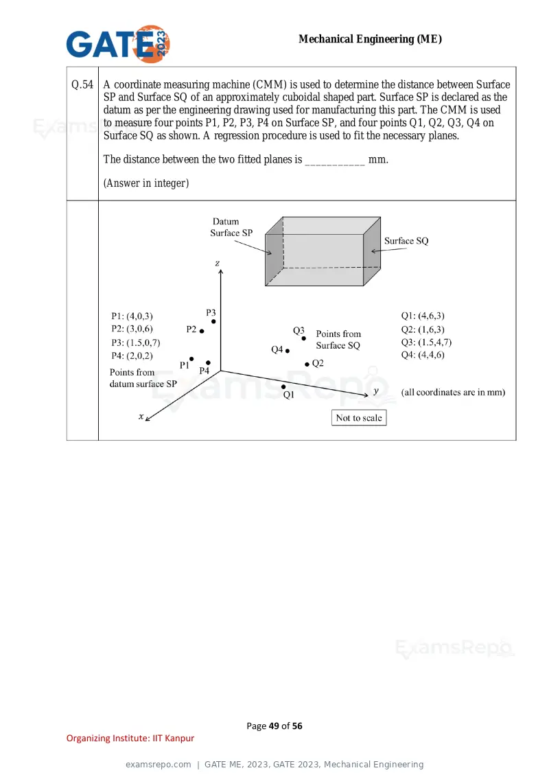 GATE ME 2023 question paper, GATE 2023, Mechanical Engineering, page 49 of 56