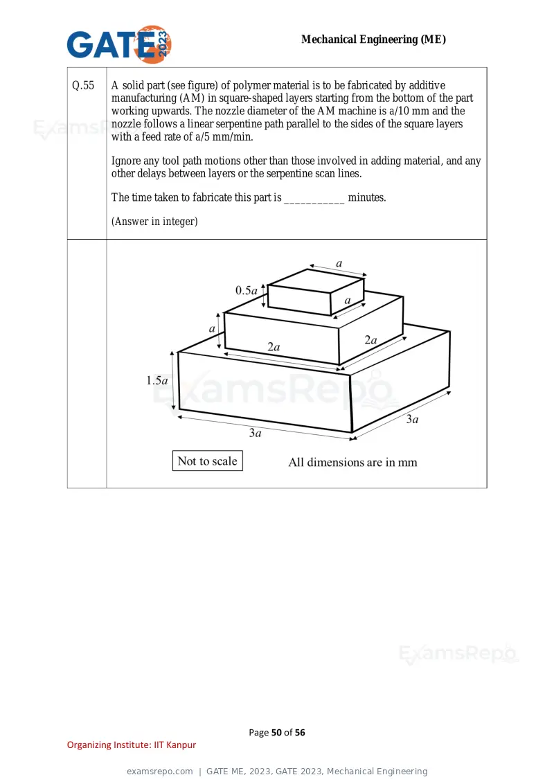 GATE ME 2023 question paper, GATE 2023, Mechanical Engineering, page 50 of 56
