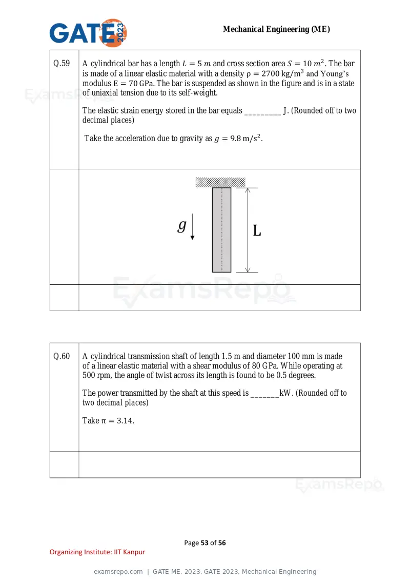 GATE ME 2023 question paper, GATE 2023, Mechanical Engineering, page 53 of 56