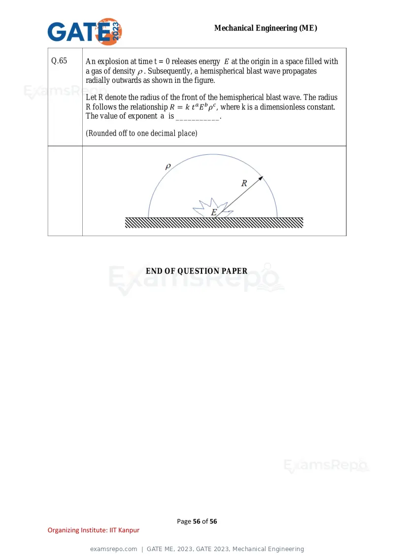 GATE ME 2023 question paper, GATE 2023, Mechanical Engineering, page 56 of 56