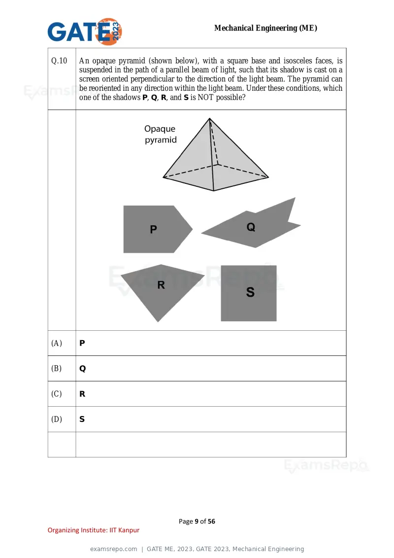 GATE ME 2023 question paper, GATE 2023, Mechanical Engineering, page 9 of 56