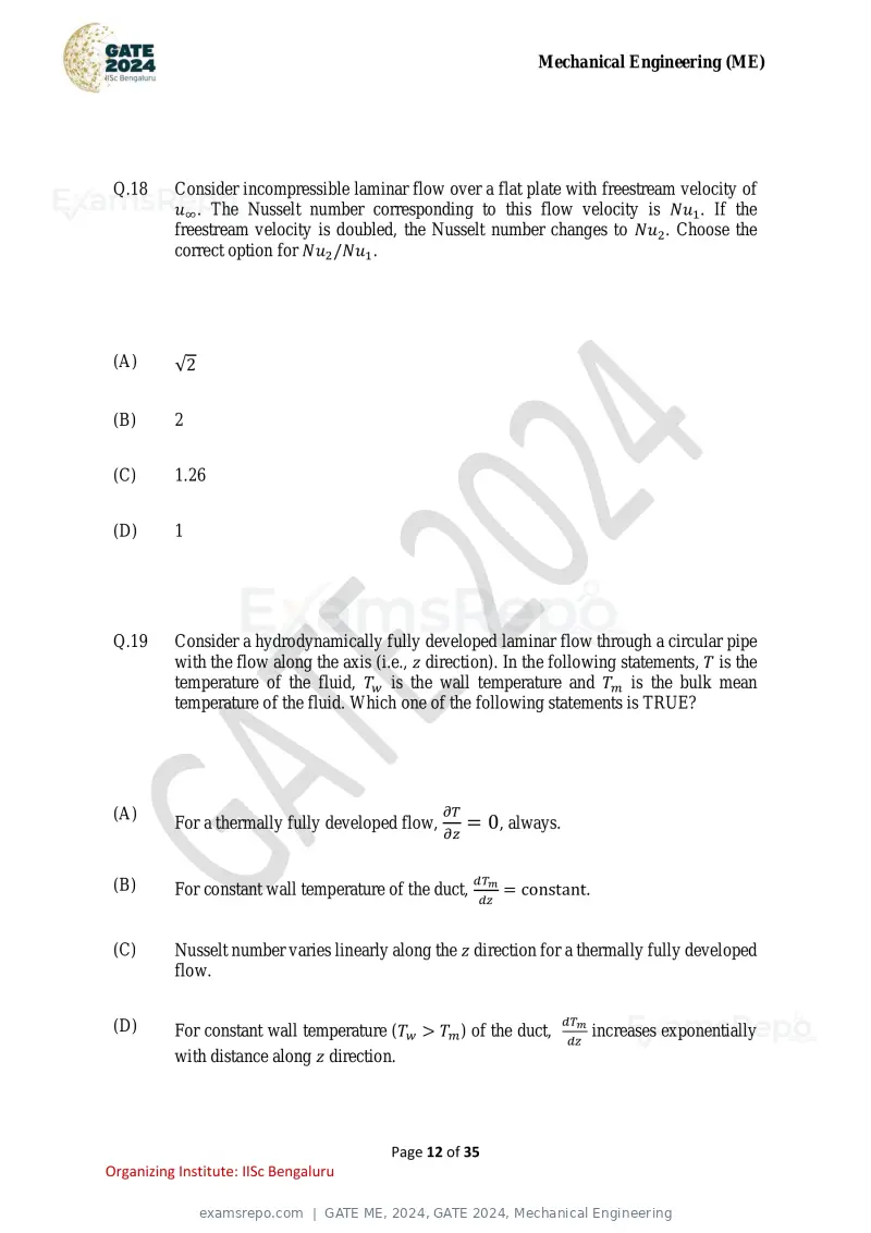 GATE ME 2024 question paper, GATE 2024, Mechanical Engineering, page 12 of 35