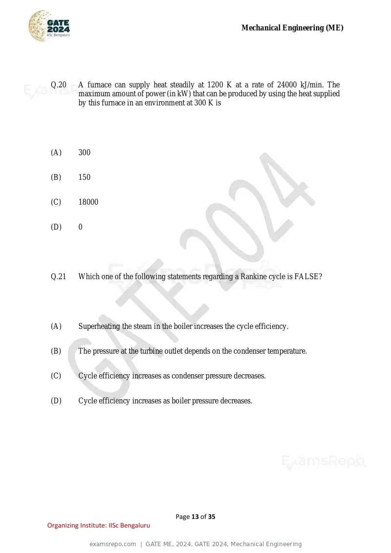 GATE ME 2024 question paper, GATE 2024, Mechanical Engineering, page 13 of 35