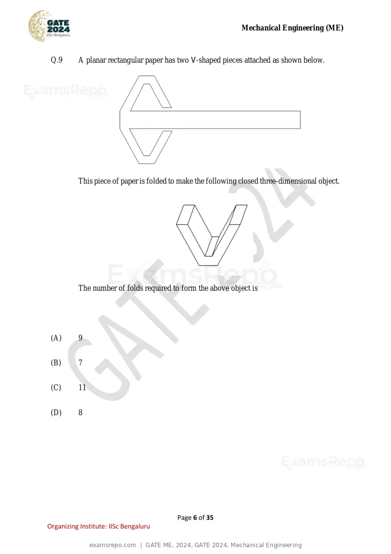 GATE ME 2024 question paper, GATE 2024, Mechanical Engineering, page 6 of 35