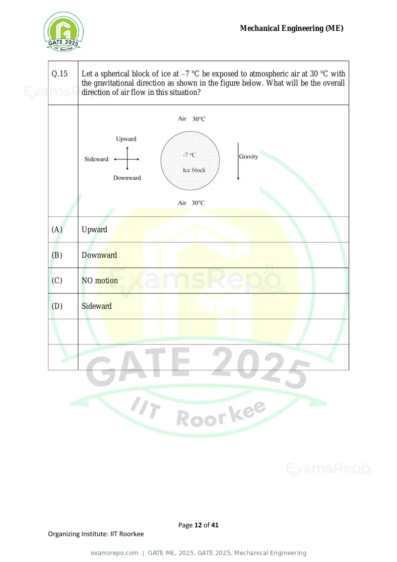 GATE ME 2025 question paper, GATE 2025, Mechanical Engineering, page 12 of 41