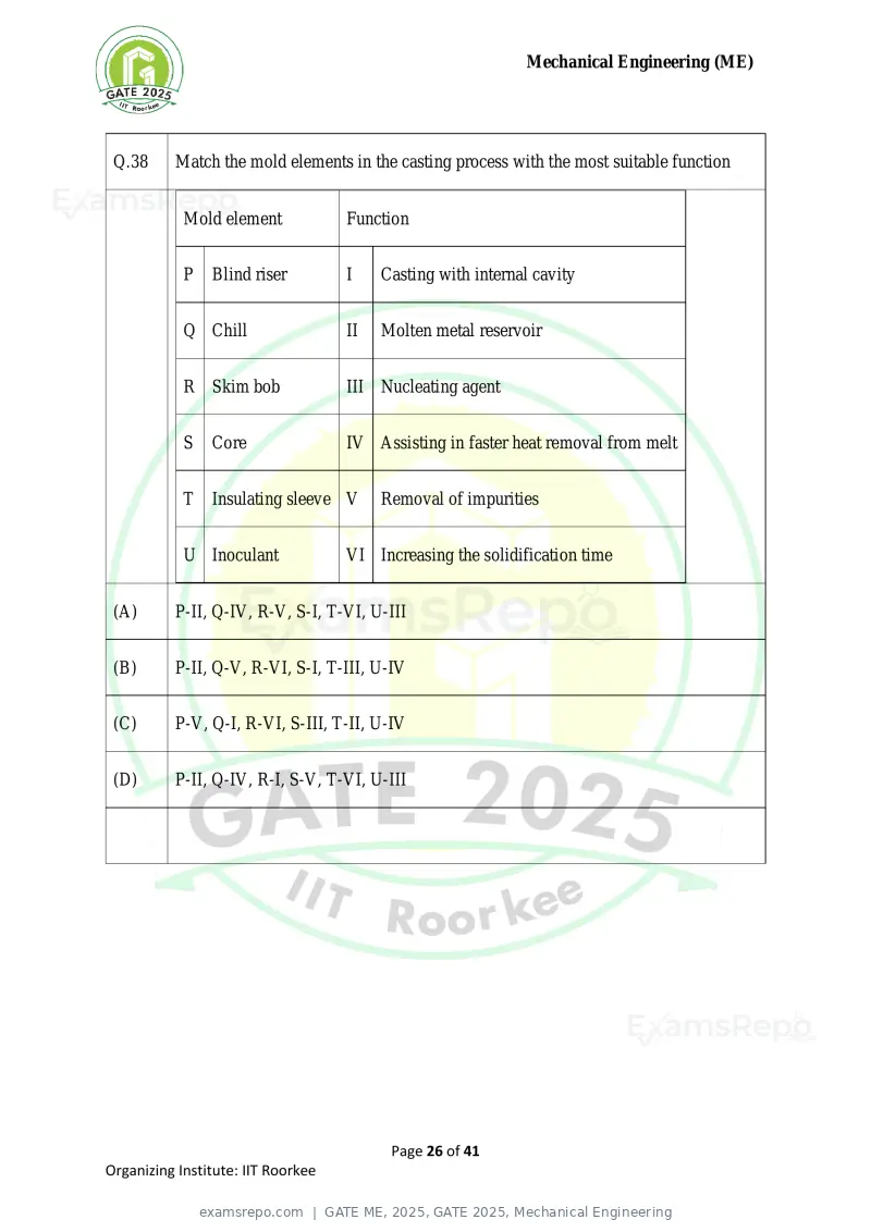GATE ME 2025 question paper, GATE 2025, Mechanical Engineering, page 26 of 41