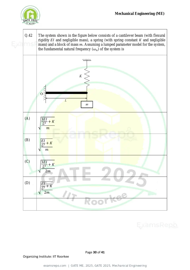 GATE ME 2025 question paper, GATE 2025, Mechanical Engineering, page 30 of 41