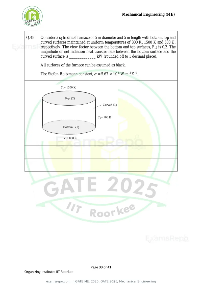 GATE ME 2025 question paper, GATE 2025, Mechanical Engineering, page 33 of 41
