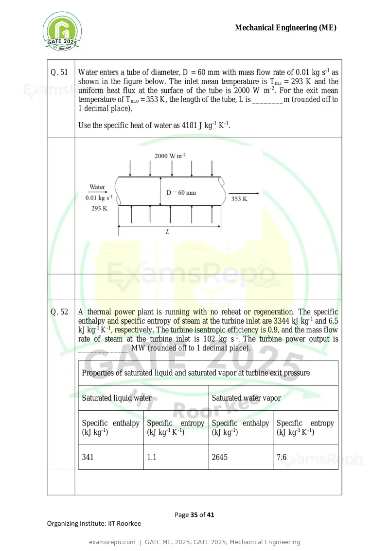 GATE ME 2025 question paper, GATE 2025, Mechanical Engineering, page 35 of 41