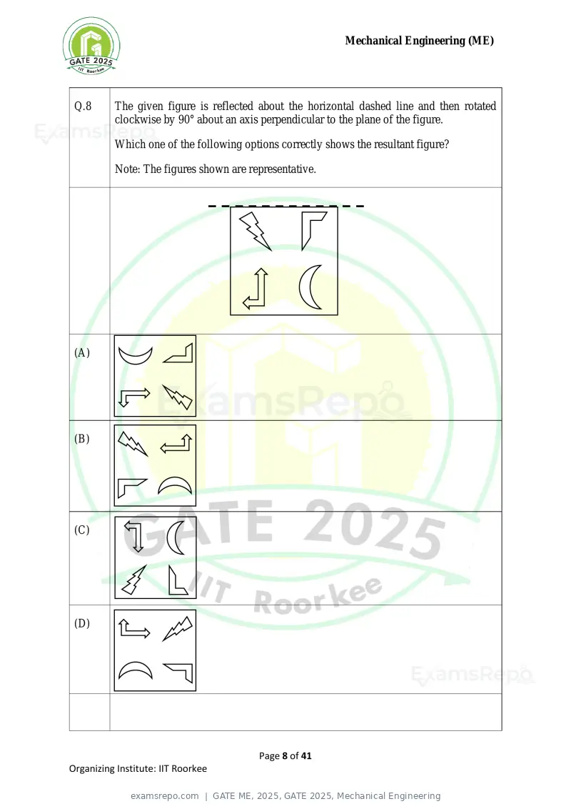 GATE ME 2025 question paper, GATE 2025, Mechanical Engineering, page 8 of 41