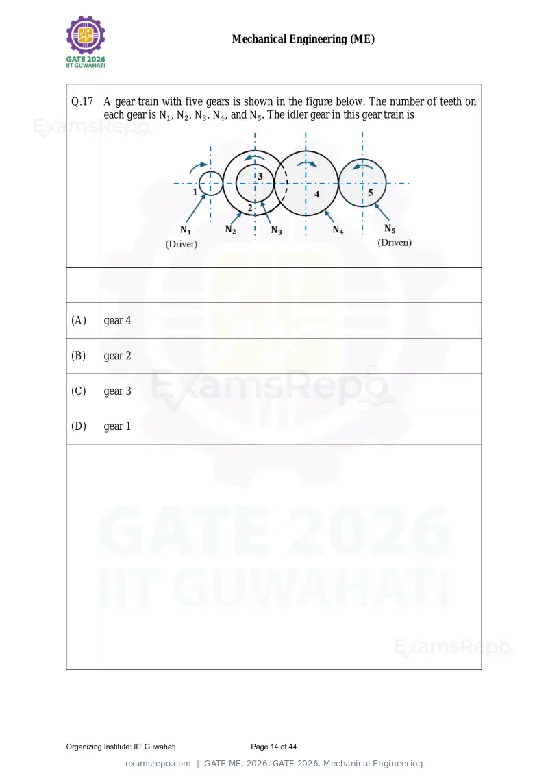 GATE ME 2026 question paper, GATE 2026, Mechanical Engineering, page 14 of 44