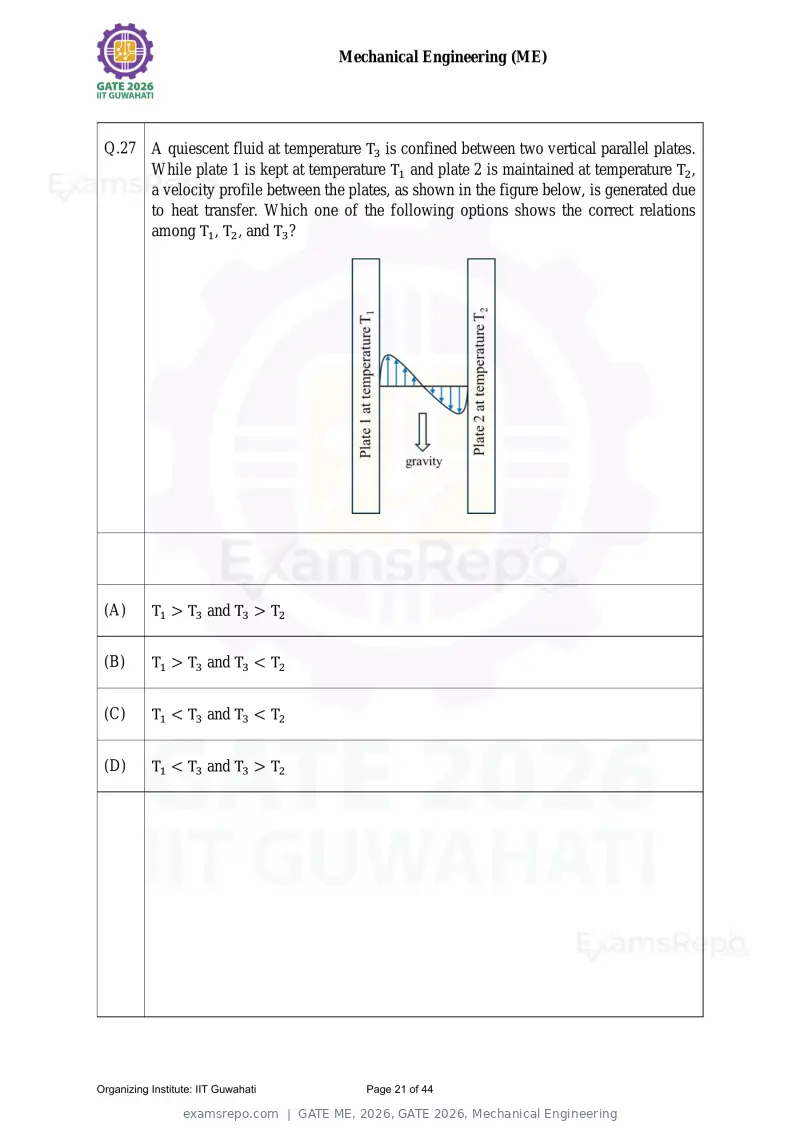 GATE ME 2026 question paper, GATE 2026, Mechanical Engineering, page 21 of 44