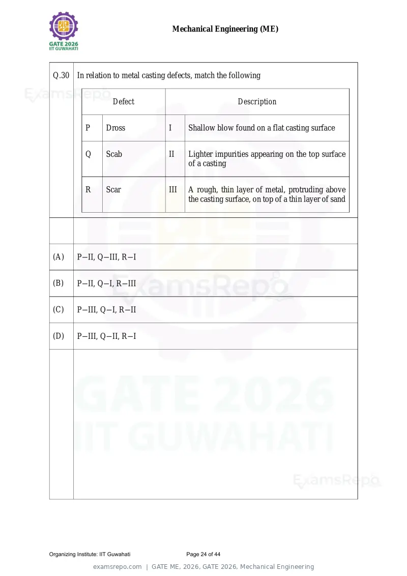 GATE ME 2026 question paper, GATE 2026, Mechanical Engineering, page 24 of 44