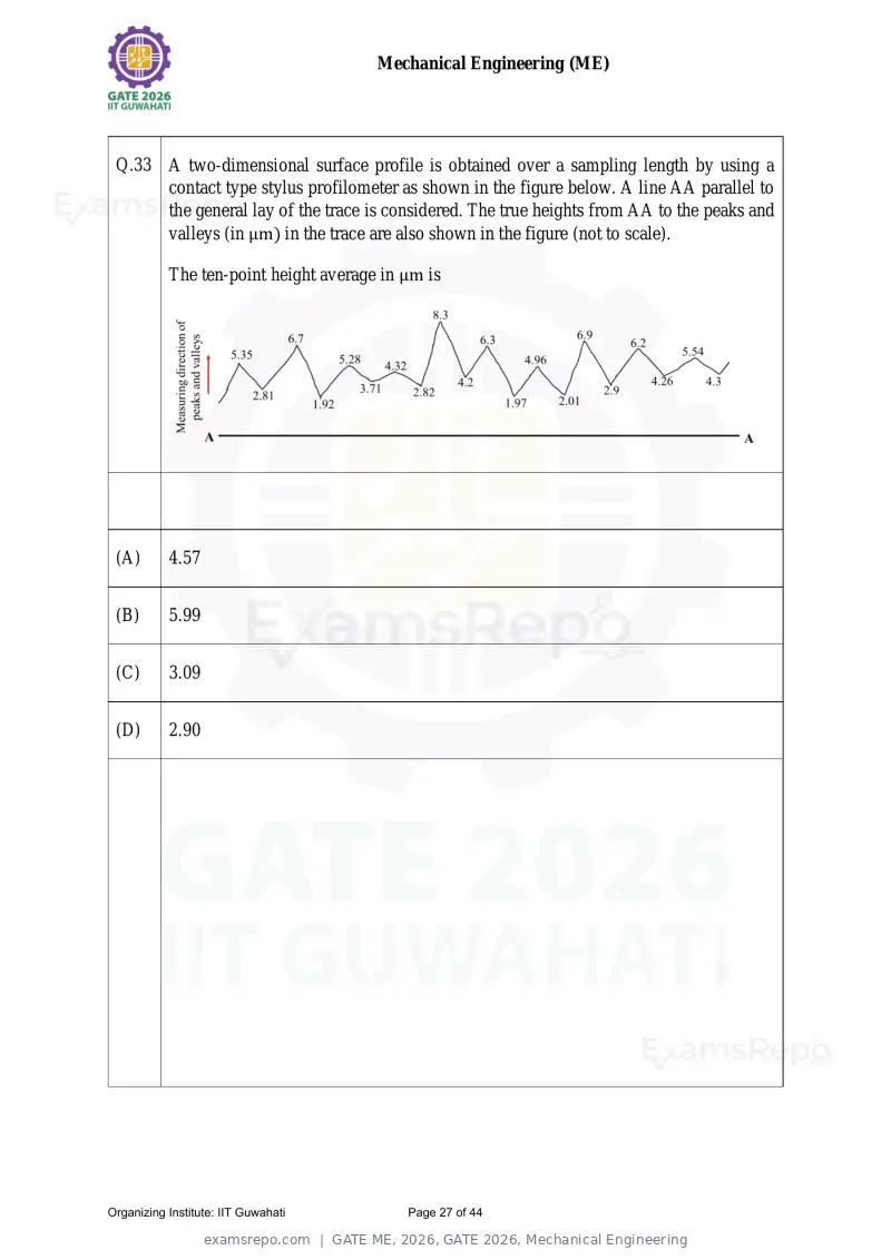GATE ME 2026 question paper, GATE 2026, Mechanical Engineering, page 27 of 44