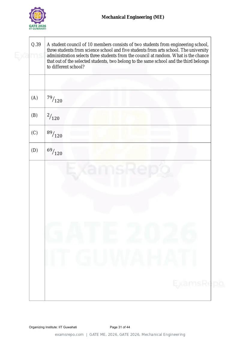 GATE ME 2026 question paper, GATE 2026, Mechanical Engineering, page 31 of 44