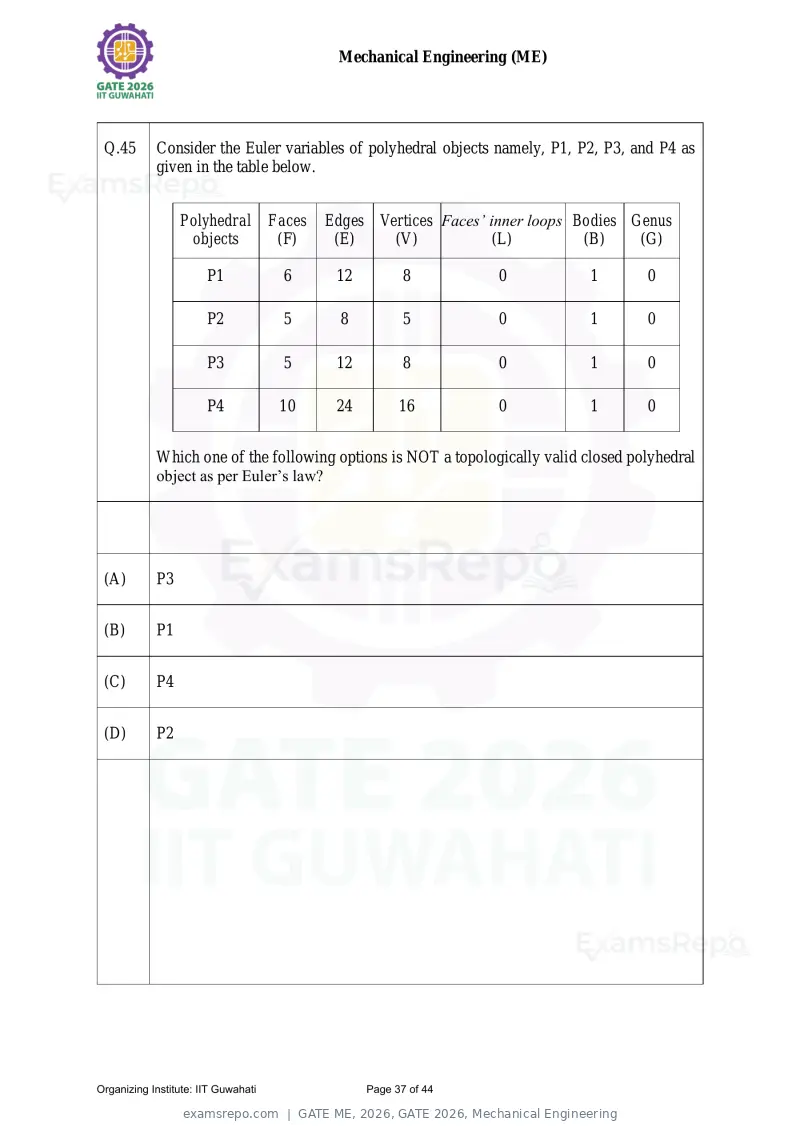 GATE ME 2026 question paper, GATE 2026, Mechanical Engineering, page 37 of 44