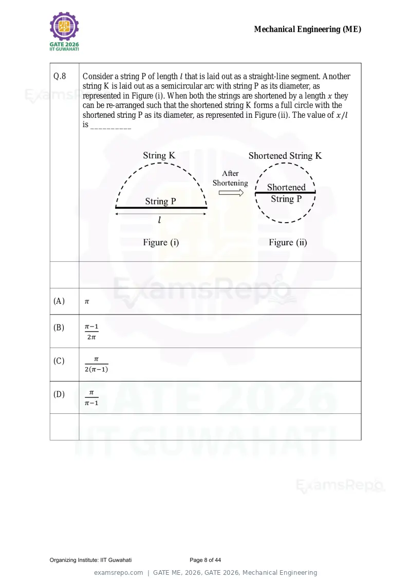 GATE ME 2026 question paper, GATE 2026, Mechanical Engineering, page 8 of 44