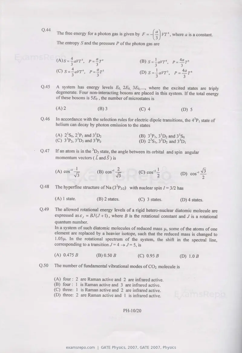 GATE Physics 2007 question paper, GATE 2007, Physics, page 10 of 17