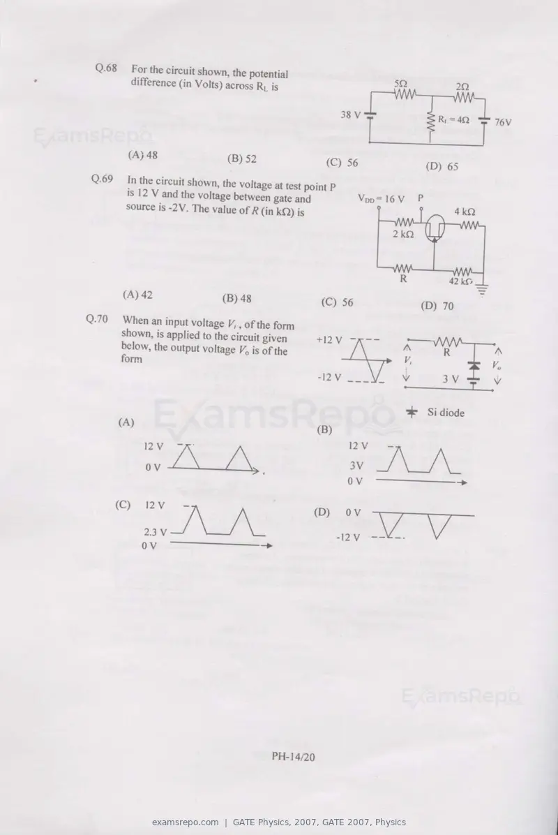 GATE Physics 2007 question paper, GATE 2007, Physics, page 14 of 17