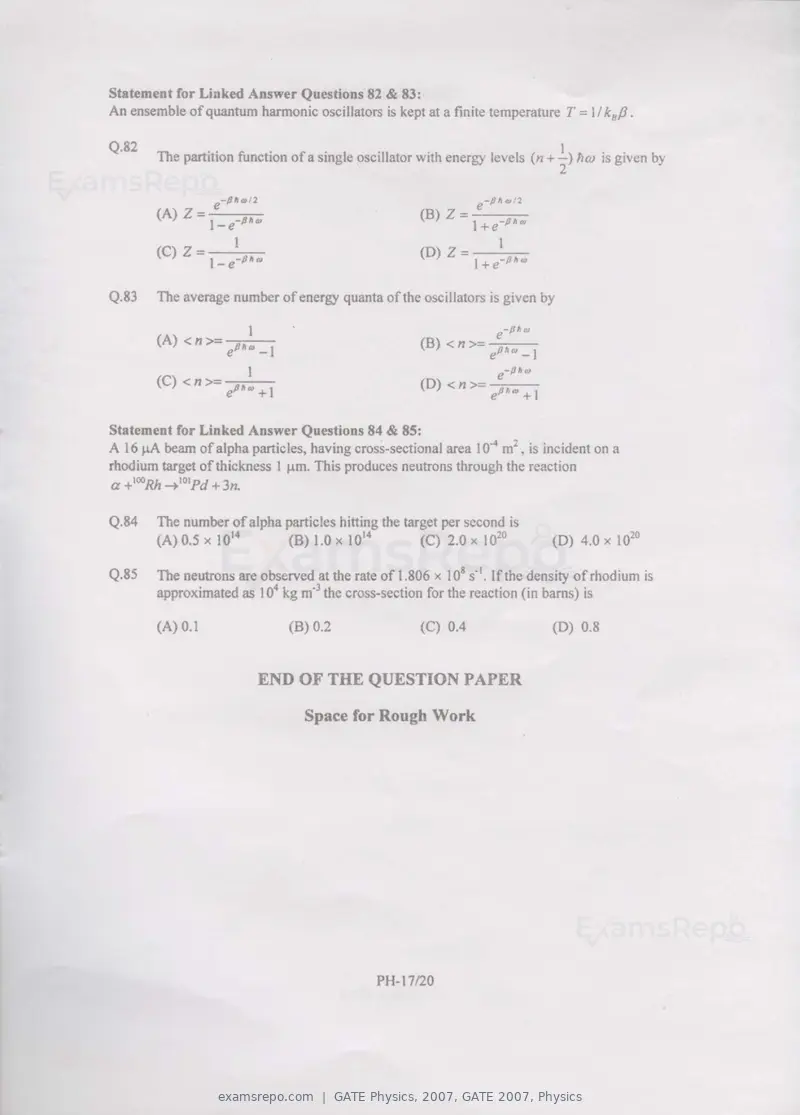GATE Physics 2007 question paper, GATE 2007, Physics, page 17 of 17