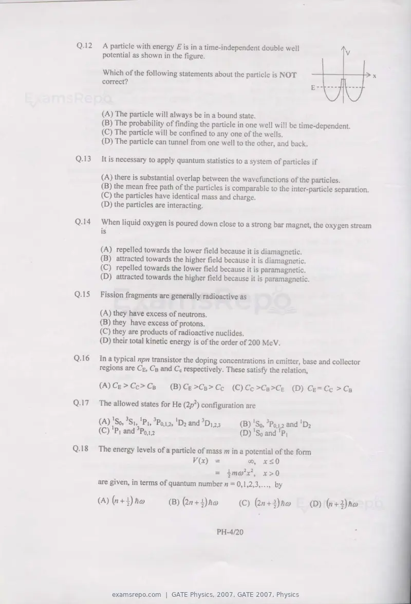 GATE Physics 2007 question paper, GATE 2007, Physics, page 4 of 17
