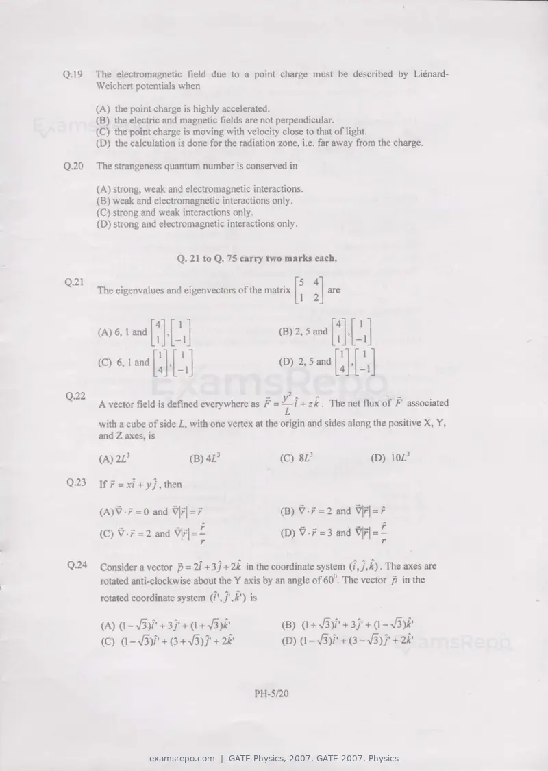 GATE Physics 2007 question paper, GATE 2007, Physics, page 5 of 17