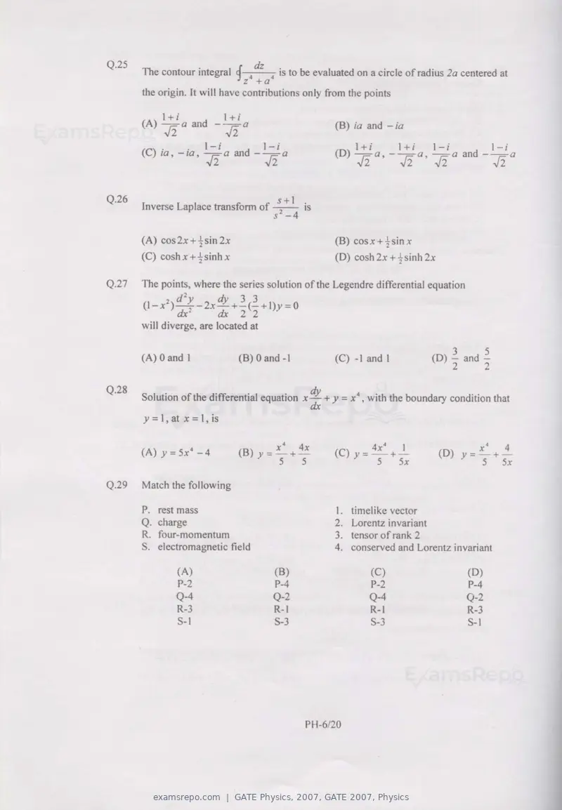 GATE Physics 2007 question paper, GATE 2007, Physics, page 6 of 17