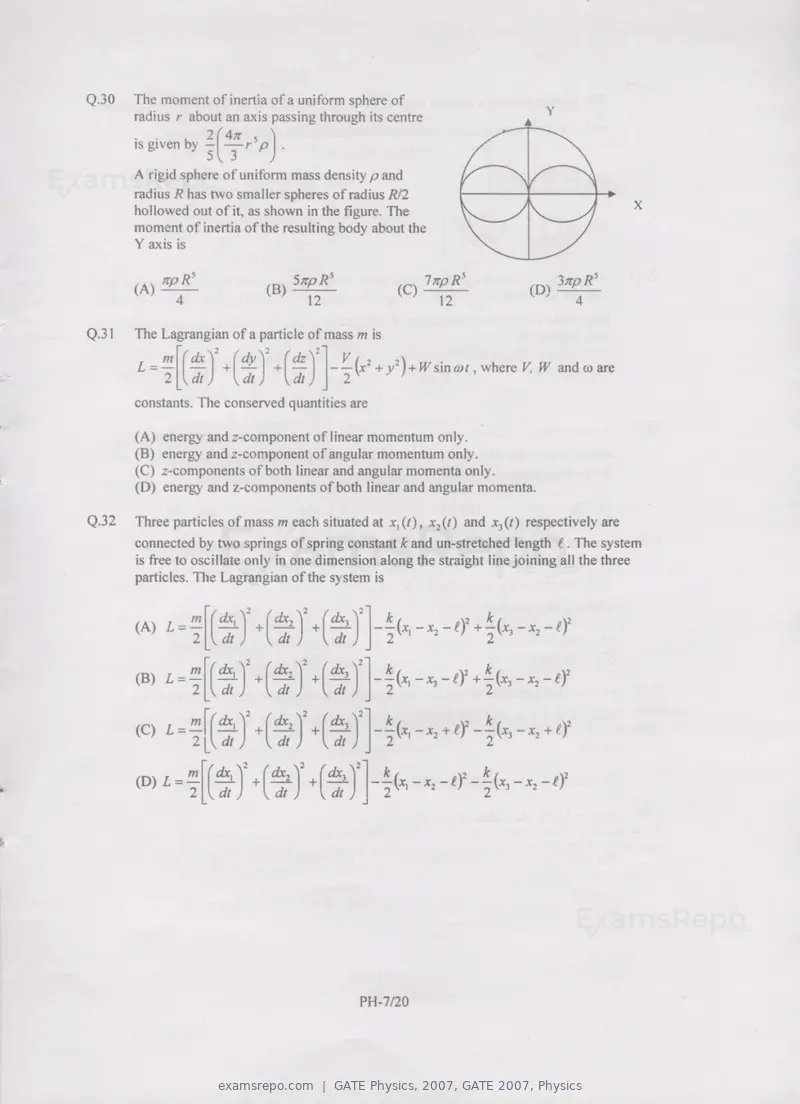 GATE Physics 2007 question paper, GATE 2007, Physics, page 7 of 17