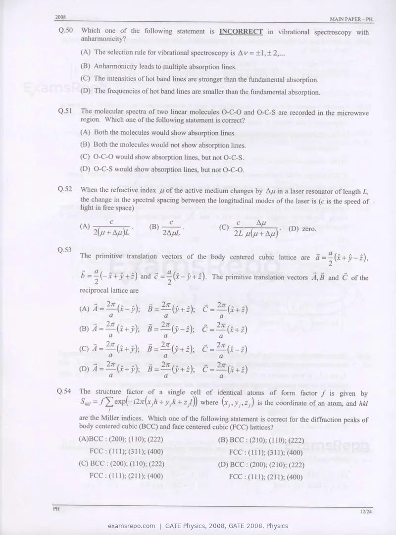 GATE Physics 2008 question paper, GATE 2008, Physics, page 12 of 20