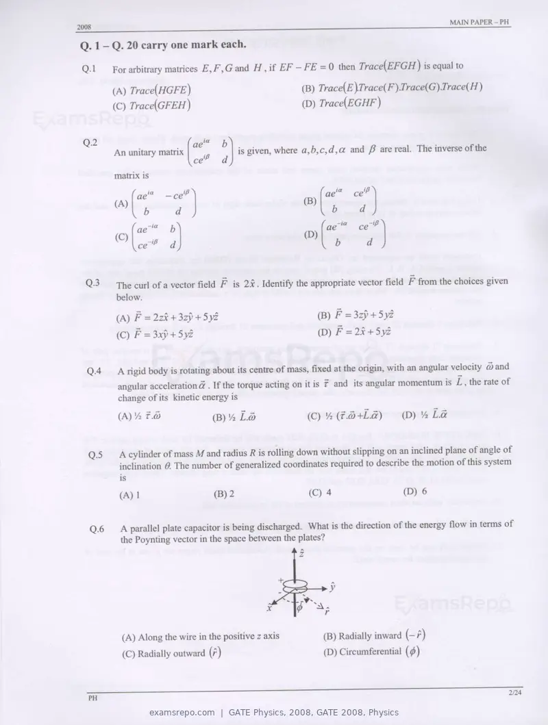 GATE Physics 2008 question paper, GATE 2008, Physics, page 2 of 20