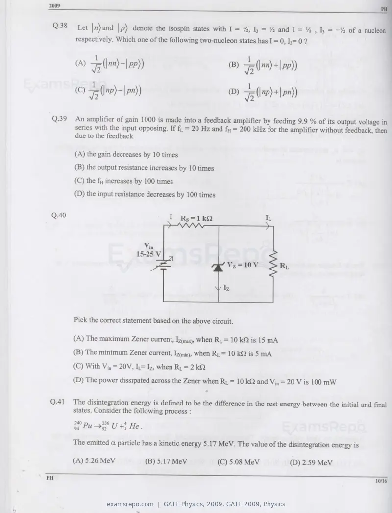GATE Physics 2009 question paper, GATE 2009, Physics, page 10 of 14