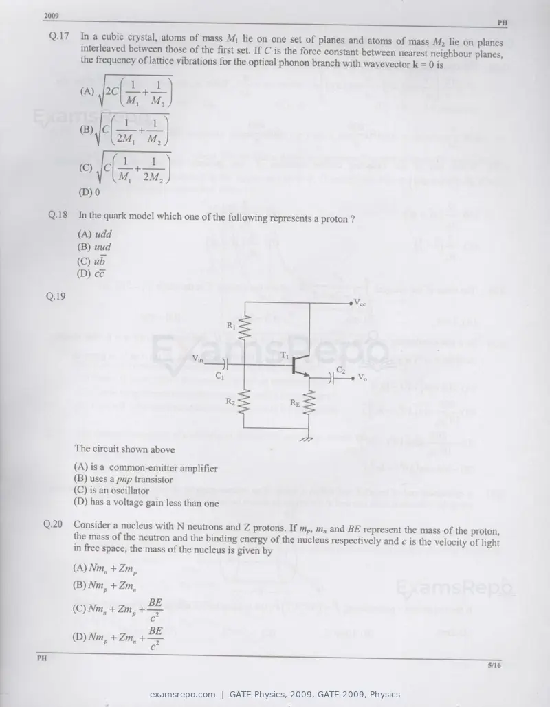 GATE Physics 2009 question paper, GATE 2009, Physics, page 5 of 14