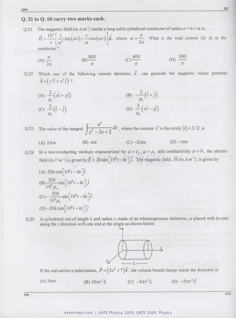 GATE Physics 2009 question paper, GATE 2009, Physics, page 6 of 14