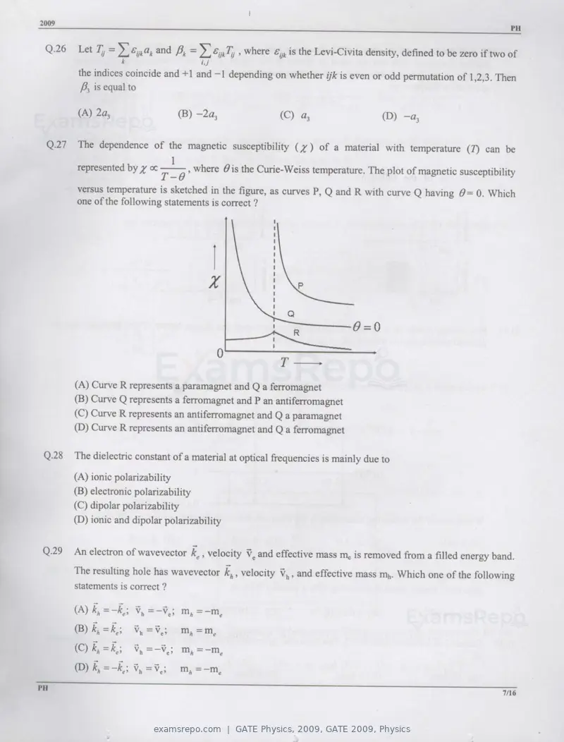 GATE Physics 2009 question paper, GATE 2009, Physics, page 7 of 14