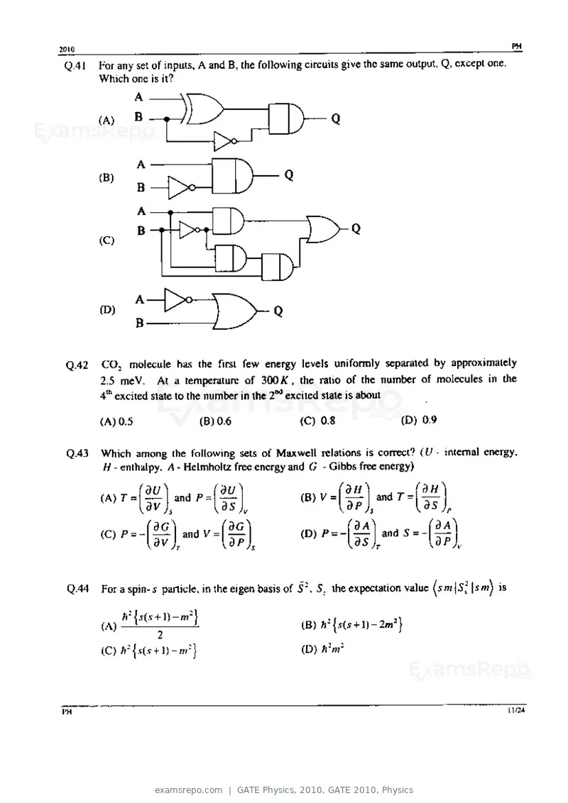 GATE Physics 2010 question paper, GATE 2010, Physics, page 11 of 24