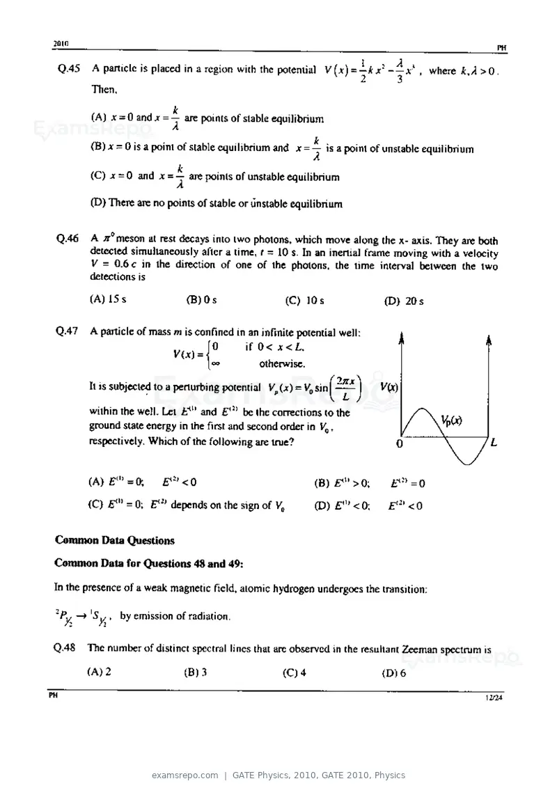 GATE Physics 2010 question paper, GATE 2010, Physics, page 12 of 24