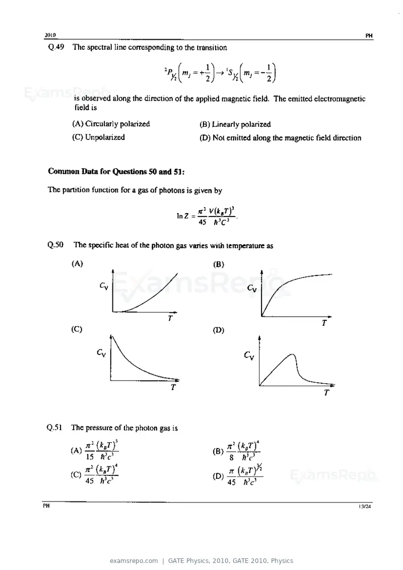 GATE Physics 2010 question paper, GATE 2010, Physics, page 13 of 24