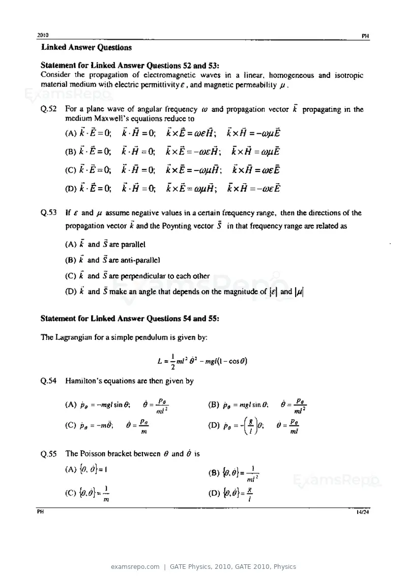 GATE Physics 2010 question paper, GATE 2010, Physics, page 14 of 24