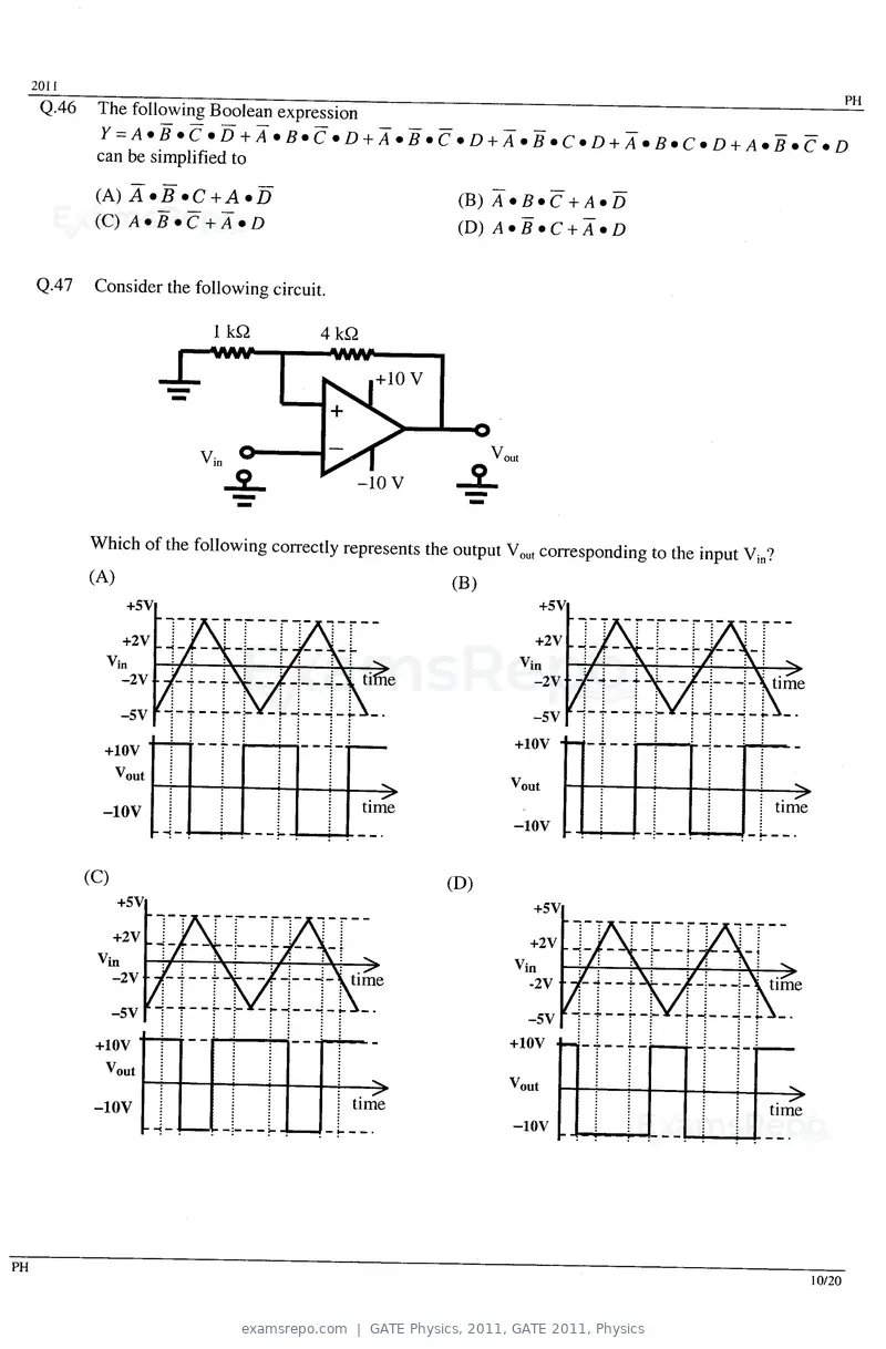 GATE Physics 2011 question paper, GATE 2011, Physics, page 10 of 14