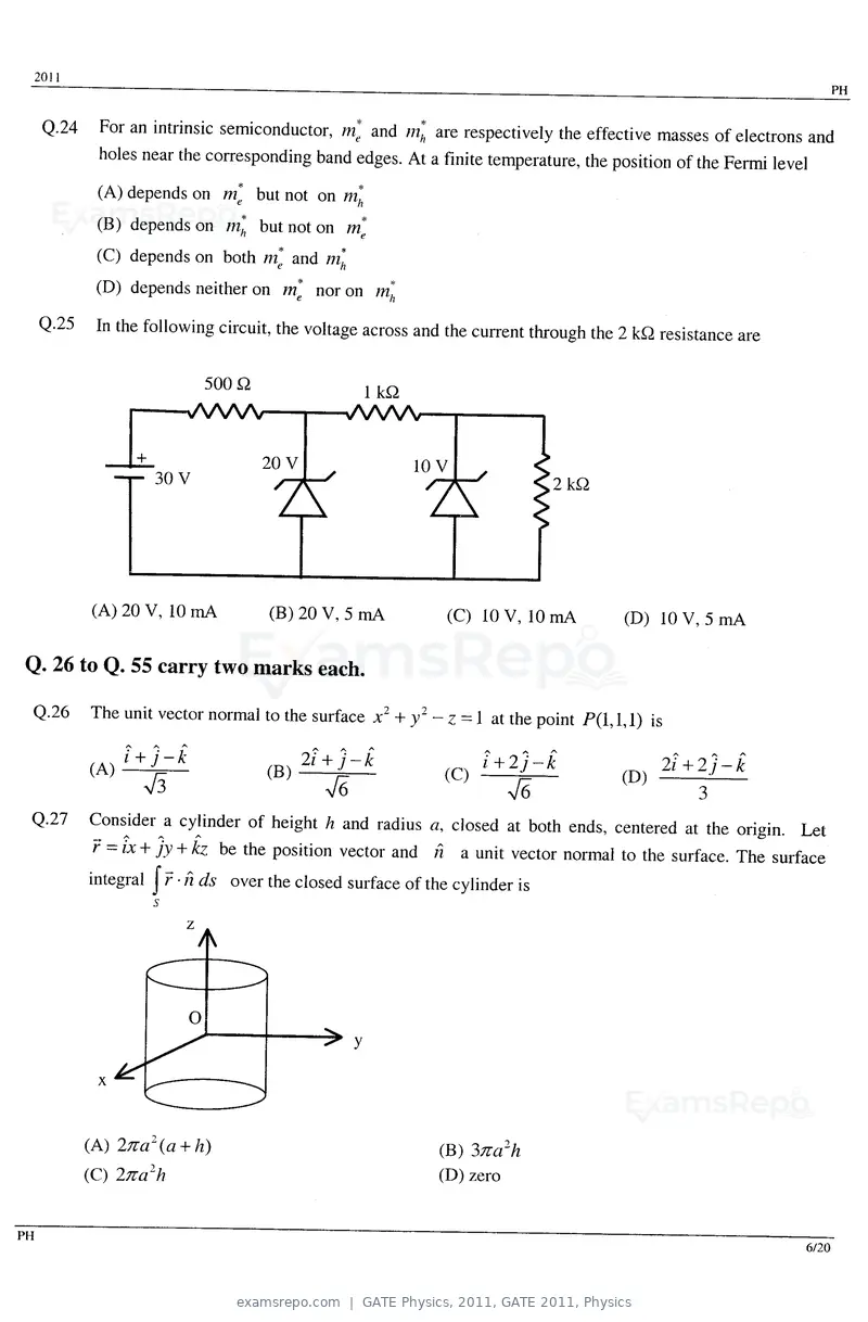 GATE Physics 2011 question paper, GATE 2011, Physics, page 6 of 14