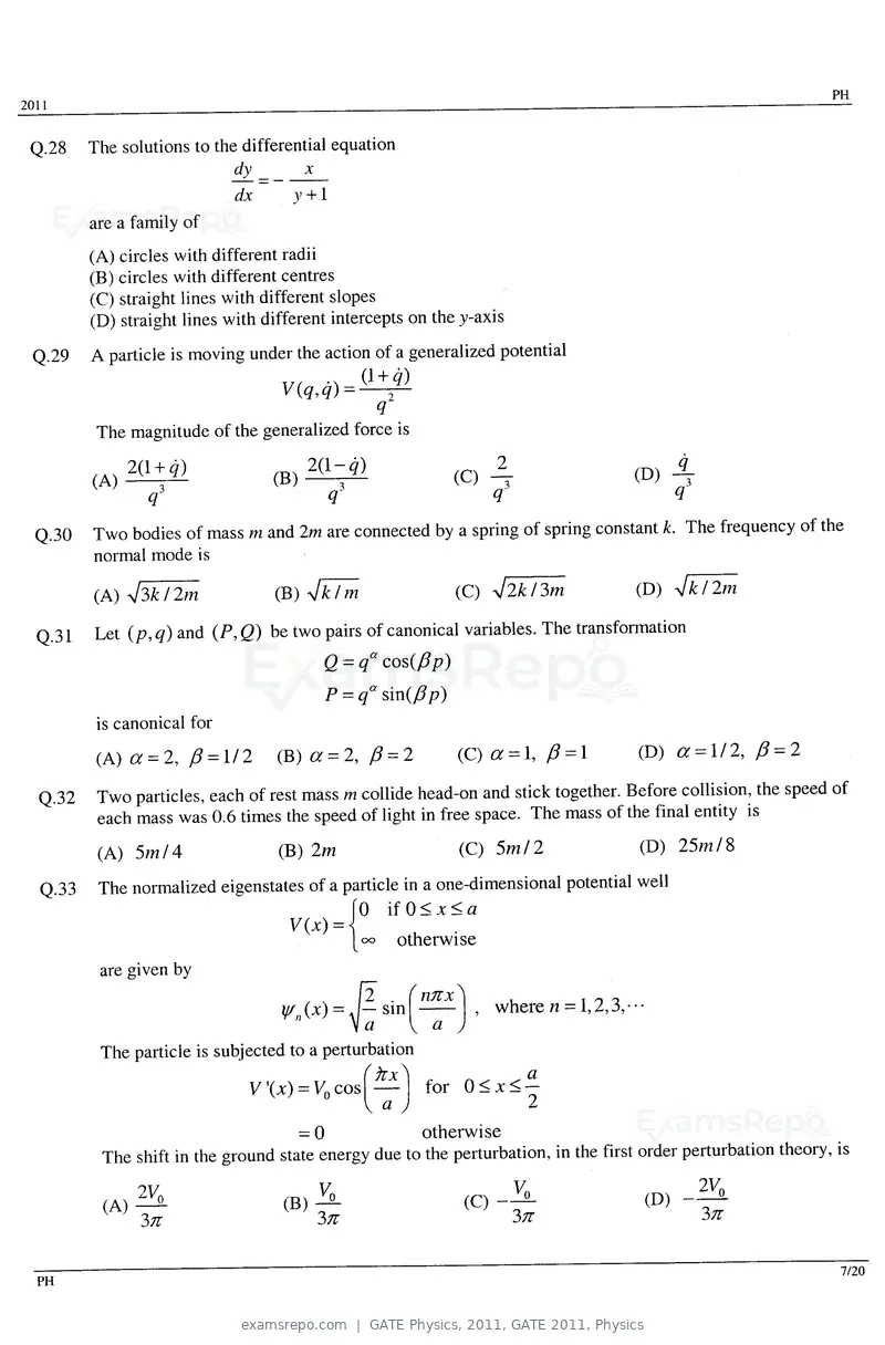 GATE Physics 2011 question paper, GATE 2011, Physics, page 7 of 14