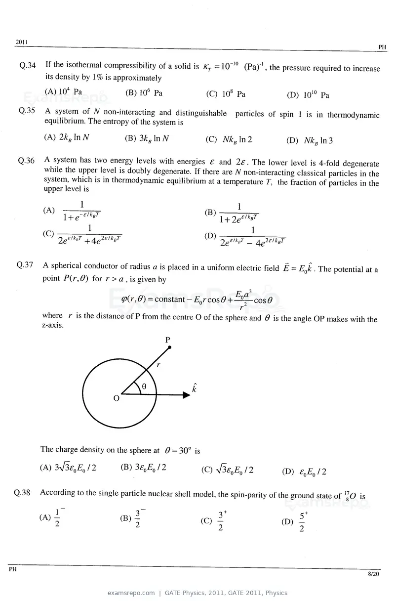GATE Physics 2011 question paper, GATE 2011, Physics, page 8 of 14