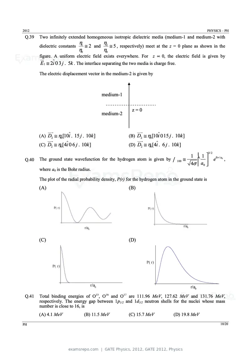 GATE Physics 2012 question paper, GATE 2012, Physics, page 10 of 16