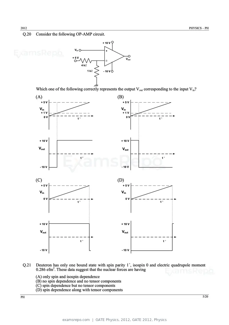 GATE Physics 2012 question paper, GATE 2012, Physics, page 5 of 16
