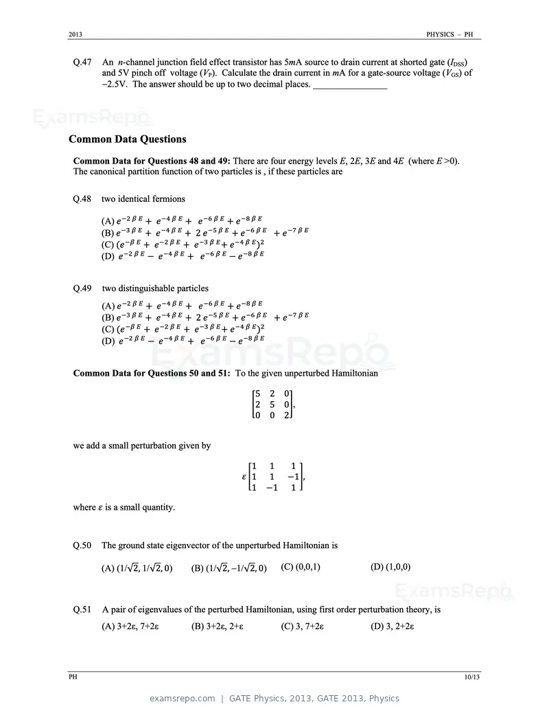 GATE Physics 2013 question paper, GATE 2013, Physics, page 10 of 13