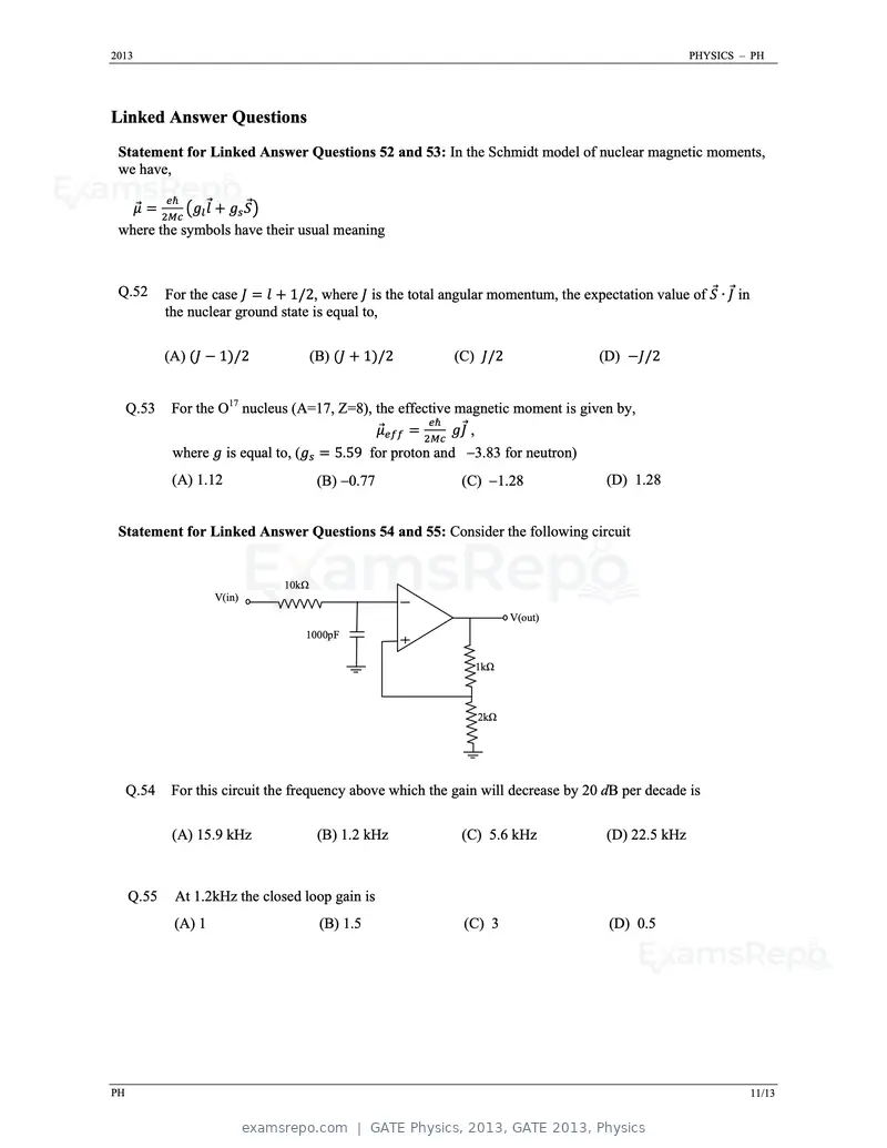 GATE Physics 2013 question paper, GATE 2013, Physics, page 11 of 13