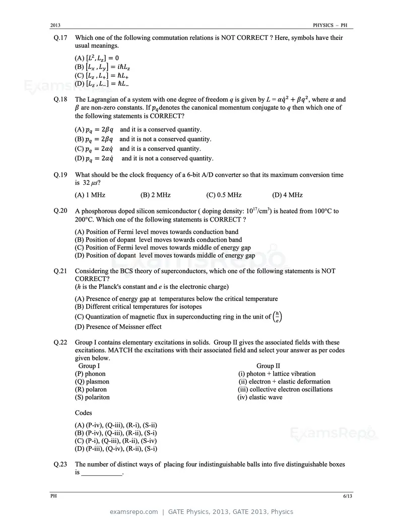 GATE Physics 2013 question paper, GATE 2013, Physics, page 6 of 13