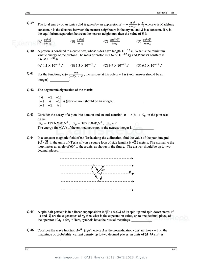 GATE Physics 2013 question paper, GATE 2013, Physics, page 9 of 13