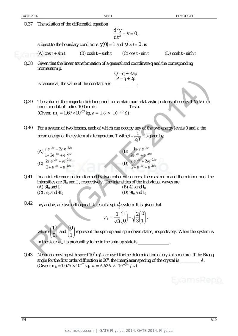 GATE Physics 2014 question paper, GATE 2014, Physics, page 15 of 18